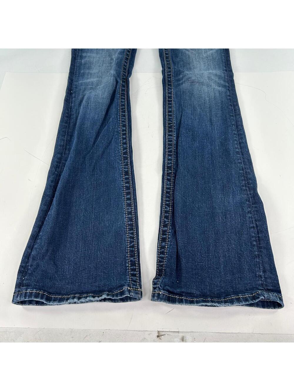 Miss Me Signature Rise Boot Jeans Sz 27 Fleur De Lis Sequin Flap Pocket Denim - Picture 5 of 11